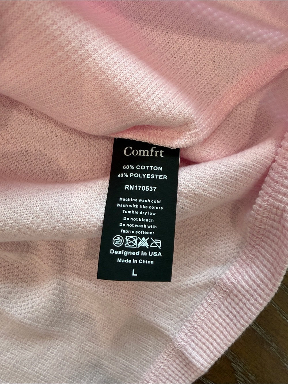Light Pink Waffle Short-Sleeve Tee - Brand: blank - Picture 3 of 6